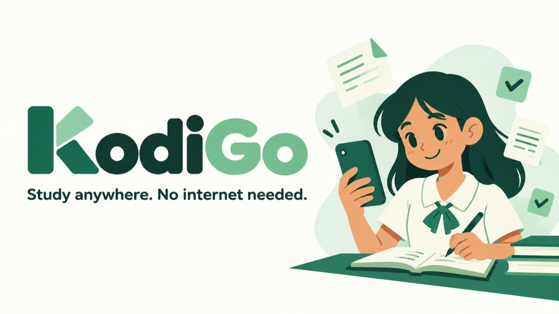 Illustration of a student studying with a phone and an open notebook.